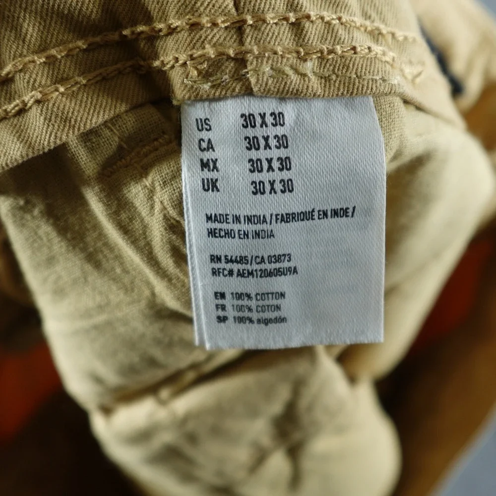 American Eagle Chinos Mens 30x30 Khaki Original Straight Leg Cotton Pants